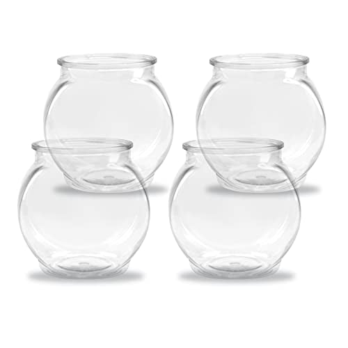 Flat-Sided Fishbowl Party Cups – 4-Pack (22 oz) – Durable Plastic, Fun Fishbowl Design for Cocktails, Mocktails, & Parties – Perfect for Indoor/Outdoor Events, BBQs, and Unique Party Favors