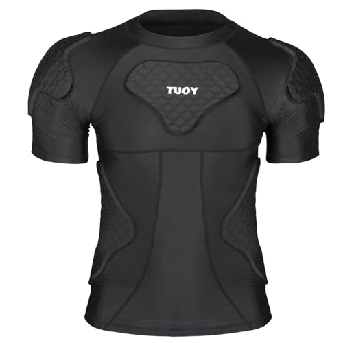 Mens Football Rib Protector with Pads Adult Protective Undershirt Heart Guard for Softball Rugby Lacrosse - size: Small