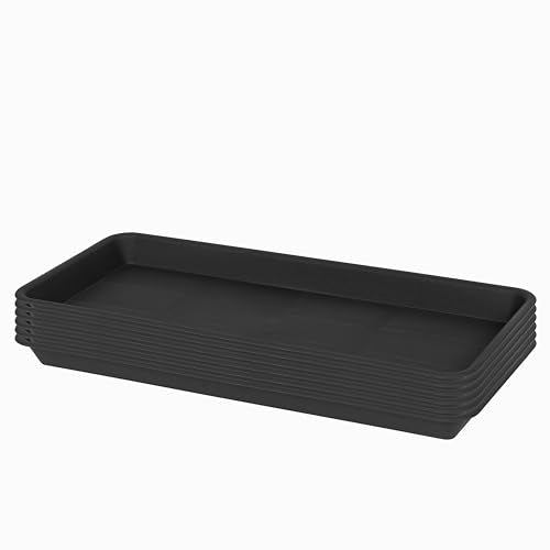 6 Pack Plastic Plant Trays - Rectangular 14 inch, Indoor/Outdoor Plant Saucers with Drip Protection, Perfect for Windowsill or Planters (6.8 x 14.5'', Black) - color: Black, size: 14.5'' x 7'' x 1.3'' (6 pack)