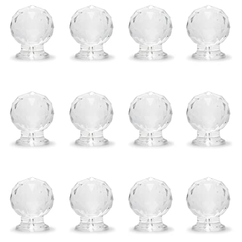 12Pcs Tiny Pull Handle, Round Diamond Acrylic Knob, Self-Stick Mini Knobs, 17mm Diameter Small Size Knob Clear Shiny Knob, Cute Decoration for Jewelry Box, Gift Case and Makeup Box - color: Round diamond handle, size: 12 Pieces