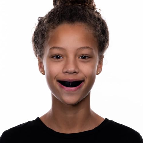 OPRO Snap-Fit Mouth Guard with Strap, Instant Fit (Jet Black) Youth