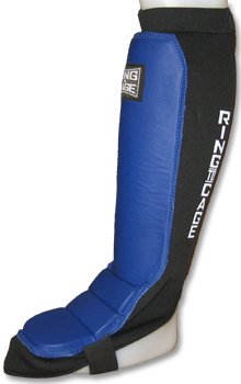 Grappling Shin Instep - Coverd Back for MMA, Muay Thai, Kickboxing - Blue - size: X-Large
