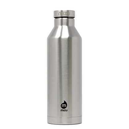 MIZU - V8 Water Bottle | 26 oz. Double Wall Stainless Steel Vacuum Insulated | Narrow Mouth with Leak Proof Cap | Multiple Colors | BPA Free - color: Stainless