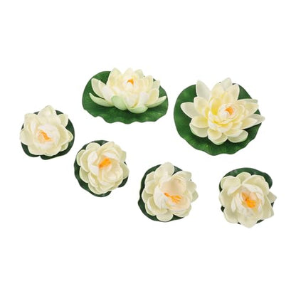 Artificial Floating Foam Lotus Flowers 6pcs Set – Realistic Pond Lotus Decoration with Floating Flowers for Water, Outdoor Pool Ornament, Aquarium and Garden Display