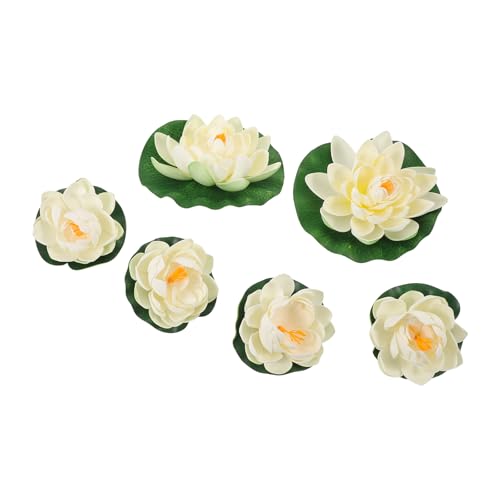 Artificial Floating Foam Lotus Flowers 6pcs Set – Realistic Pond Lotus Decoration with Floating Flowers for Water, Outdoor Pool Ornament, Aquarium and Garden Display