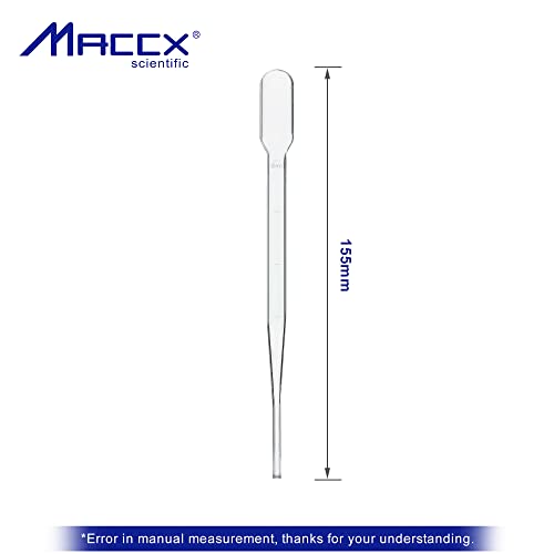 100pcs Sterile Transfer Pipettes, Vol. 5ml, 2ml Graduated, 155mm Long, Essential Oils Pipettes, Low-Density Polyethylene Material, Individual Peel-Pack, TPP5155-100