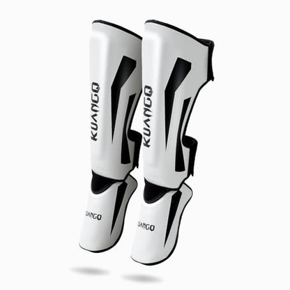 Muay Thai Shin Guards for MMA Sparring, Martial Arts,Kickboxing | Leg Instep Protection Pads, Kickboxing MMA Training, Sparring Gear, Professional MMA Equipment - color: Black-White, size: Large