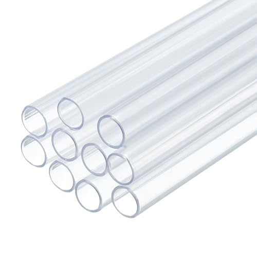 uxcell 10 Pcs Clear Plastic Rigid Tubing 5mm ID x 6mm OD, 0.5 Meters Length Round Polycarbonate Tubing for Aquarium Water Pipe, Water Cooling System, Plumbing - size: 5mm x 6mm