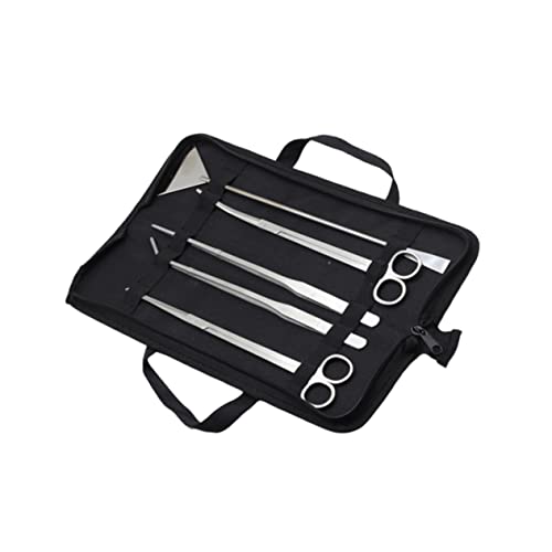 balacoo 5pcs Stainless Steel Aquarium Maintenance Tool Includes Scissors Tweezers Sand Scraper for Aquascaping for Freshwater Plants Comes with Canvas Storage Bag