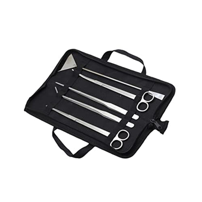 balacoo 5pcs Stainless Steel Aquarium Maintenance Tool Includes Scissors Tweezers Sand Scraper for Aquascaping for Freshwater Plants Comes with Canvas Storage Bag