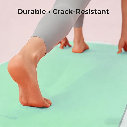 Keep 72" x 24" TPE Yoga Mat Non Slip, 1/4 Inch (6mm) Exercise Mat for Home Workout, Gym, Yoga, Pilates & Stretching with Carrying Strap, Oat White - color: Mint green