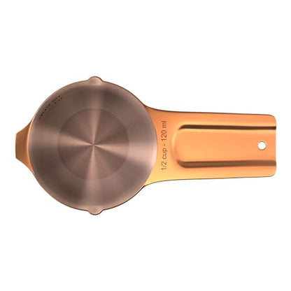 Color Up ½ Cup Measuring Cup (120 ml) – Premium Copper Stainless Steel, Accurate for Wet & Dry Ingredients, Embossed Markings, Easy-Pour Spouts, Dishwasher-Safe, Kitchen Essential - size: 1/2 Cup (120 ml) Copper