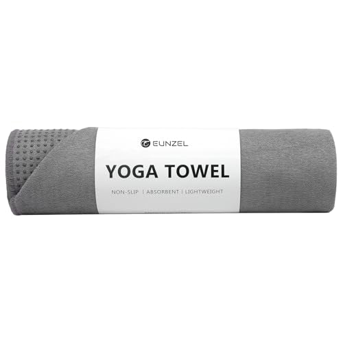 Eunzel Yoga Towel,Hot Yoga Mat Towel with Grip Dots Sweat Absorbent Non-Slip for Hot Yoga, Pilates and Workout 24" x72", Dark Gray - color: Dark Grey