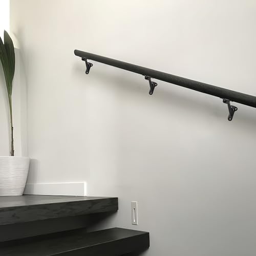 6 Pack 3 Inch Matte Black Hand Rail Bracket Heavy Duty Hardware for Stairways, Home or Office Stair Support Handrail Brackets - style: Matte Black