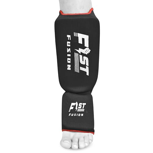 Muay Thai Shin in Step, Kickboxing MMA Boxing Training Elasticated Breathable Leg Foot Guard Socks Pair - color: Black, size: Medium