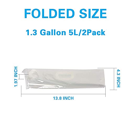Soddeph Collapsible Water Container Bag, BPA Free Food Grade Clear Plastic Storage Jug for Sport Camping Riding Mountaineer,Freezable, Food Grade (2-pack-1.3 Gal) - style: 2-pack-1.3 Gal