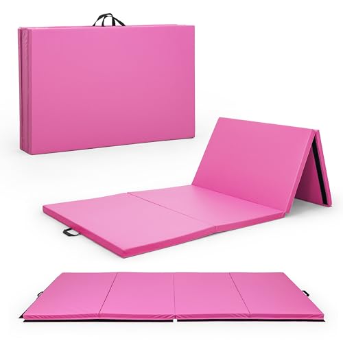 CAP Barbell All Purpose Folding Anti Tear Exercise Training Aerobic Fitness Gym & Gymnastics Balance Mat | 10' x 4' Multiple Colors and Thickness Options - color: Pink, size: 2"