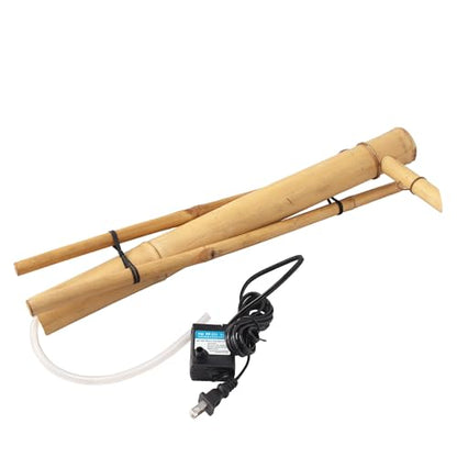 18" Adjustable Bamboo Fountain Kit with Pump – Large Zen Water Feature for Bowls, Basins, Ponds & Backyard Gardens, Indoor/Outdoor (Container Not Included)