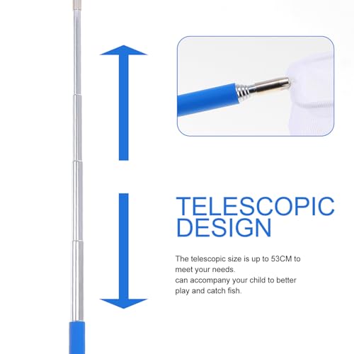INOOMP Adjustable Fish Tank Shrimp Net with Extendable Handle Fine Mesh Aquarium Fishing Net for Pond and Nano Fish Blue Square Shrimp with Hook Attachment