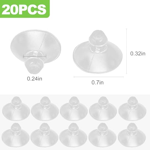 20 Pack 18mm/0.7" Transparent Anti-Collision Suction Cups for Glass Table Tops, Furniture, Desk, Without Hooks