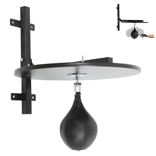 Speed Bag Platform Speed Bag Boxing Kit for Adults Height Adjustable Wall-Mounted Heavy Duty Boxing Training Equipment 360° Rotatable Speed Ball with Punching Ball Fits Home Gym Workout - color: Black