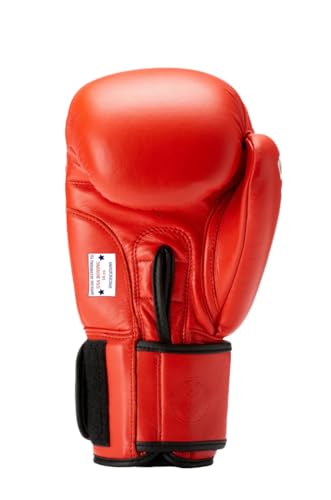 STING USA Boxing Approved Competition Leather Boxing Gloves - color: Red, size: 12 Oz