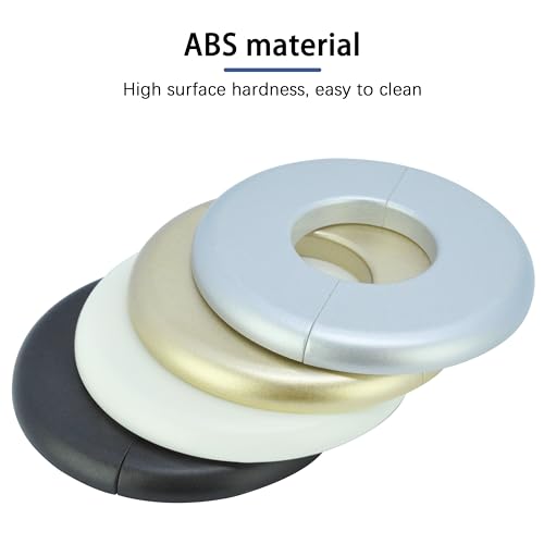 Wall Split Flange 1 Pc, ABS Self-Adhesive tape Round Escutcheon Plate Cover, Design for 0.39"/10mm Diameter Pipe, Water Pipe Decoration Escutcheon Plate, Wall Hole Decoration Cover, White