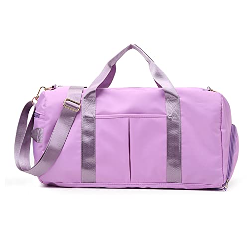 ZUEVI Sports Gym Duffel Bag for Men or Women Waterproof Weekender Travel Bag with Shoes Compartment Dry and Wet Separation for Training Swim Yoga(Purple) - color: Purple