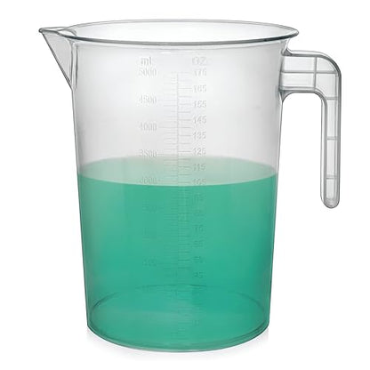 5 Liter Measuring Pitcher | 1.3 Gallon Shatterproof Plastic Large Graduated Mixing Pitchers, 1 to 2 Gallons (5L, 5000ml) - size: 5000ml (Single)