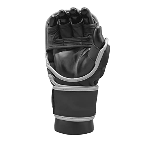 MRX MMA Professional Protective Grappling Gloves 7oz Muay Thai Training Kickboxing Punching Sparring Sports Cage Fighting Combat Glove Boxing Punching Glove Mitts - color: Black Silver, size: Large-X-Large