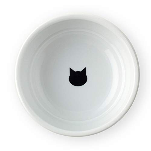 Necoichi Cat Food Bowl & Water Bowl - Shallow Wide Cute Cats Dish - Prevents Neck & Whisker Fatigue - Dishwasher & Microwave Safe - No Spill Ceramic Cat Bowl for Indoor Cats & Kittens (Paw Style) - color: Cat-