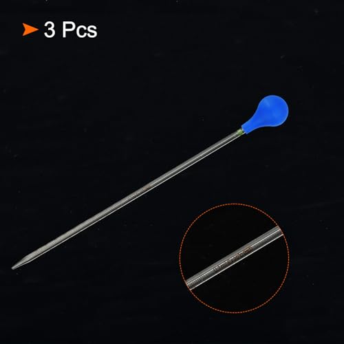 PATIKIL Graduated Dropper Pipettes Kit, 3pcs 0.1ml Borosilicate Glass Pipette with Rubber Cap for Transfer Liquid for Lab, Chemistry, Clear - size: 0.1ml