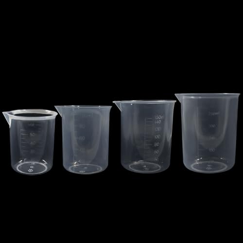 4 Pcs 50ml / 100ml /150ml /300ml Capacity Clear Measuring Cup, Transparent Lab Liquid Mixing Cups, Plastic Graduated Beakers for Kitchen Cooking Medicine Measure Tool - size: 50ml/1.7oz, 100ml/3.4oz, 150ml/5.1oz, 300ml/10.2oz, style: 4 Pcs