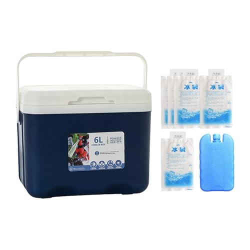Menolana Camping Cooler, Ice Box Chest, for Freeze/Hot Food 6 L with Ice Pack Cold Storage Case for Yard Camping Beach Hiking Fishing - color: Blue