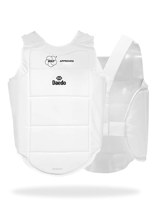 Chest Protector WKF Approved – Martial Arts Body Shield for Karate Taekwondo – Padded Sparring Training Gear - size: X-Large
