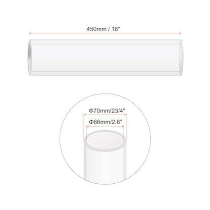 18" Clear Plastic Rigid Pipe 66mm ID x 70mm OD (2.6" ID x 2 3/4" OD) Acrylic Round Tubing, [for Plumbing, Hydraulics, Aquarium] - size: 2.6" x 2 3/4"