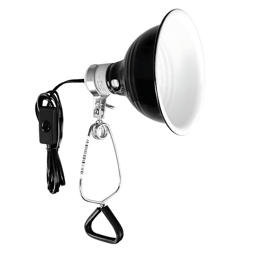 Simple Deluxe Reptile Clamp Dome Lamp, Equipped with 5.5-Inch Aluminum Reflector, Suitable for Amphibian Pet Terrariums Habitat (Without Bulb), 1 Pack, Black - size: 5.5 Inch (60 Watts), style: 1-Pack (Dome)