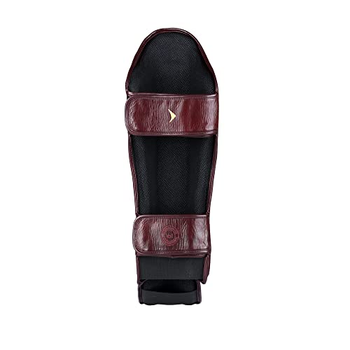 Lancer Leather Shin Guards Instep for Muay Thai - color: Red, size: Large-X-Large