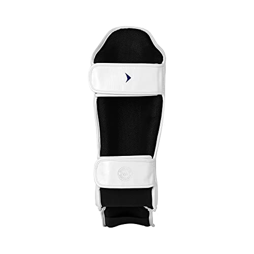 Lancer Leather Shin Guards Instep for Muay Thai - color: White, size: Large-X-Large