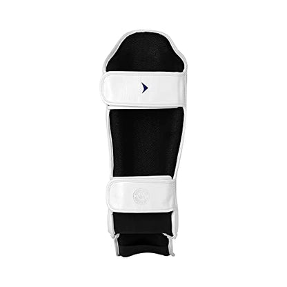 Lancer Leather Shin Guards Instep for Muay Thai - color: White, size: Large-X-Large