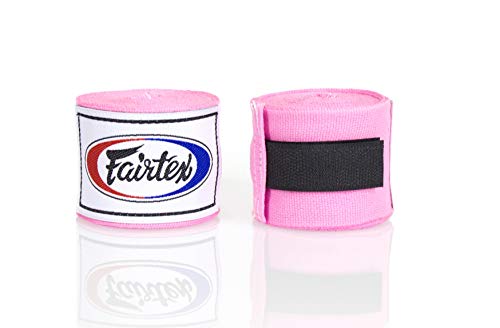 Fairtex HW2 Elastic Cotton Handwraps, 120' and 180" Full Length Hand Wraps-Many Colors - color: Pink, size: 180"