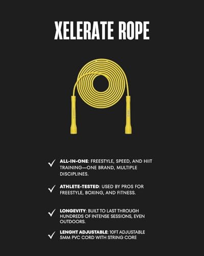 Speed Jump Rope by Dayan Kolev, 5mm PVC Skipping Rope, Great for Beginners and Advanced Athlets, Designed for Fitness, Cardio, Boxing & CrossFit, Adjustable length with Unbreakable Handles - color: Yellow