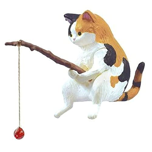 Miniature Fishing Cat Aquarium Decor Mini Animal Figurine Statue Aquarium Animal Decorations Small Fishing Cat Miniature Figurines Set for Freshwater Saltwater Fish Tanks Decor