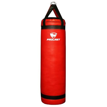 4 ft 80lb Heavy Boxing Punching Bag, Muay Thai, MMA, Strength Training Equipment, Hanging - color: Red, size: Unfilled with Bottom D-Ring