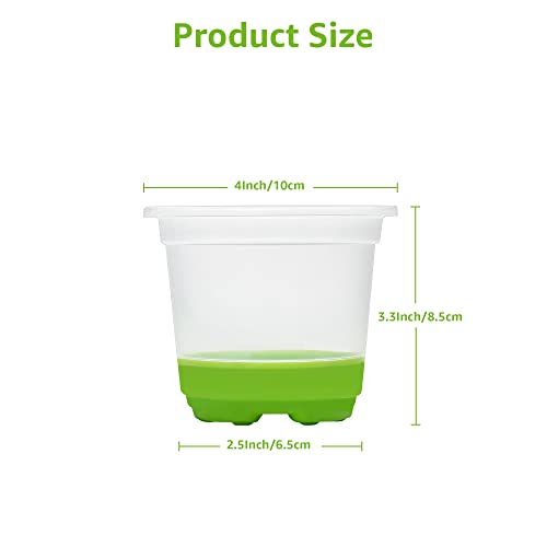 MIXC Thickened Clear Nursery Pots with Silicone Base for Easy Transplant 30 Packs 4 Inch, Transparent Plant Pot Reusable Seedling Pots for Vegetable Propagation, Root Cutting, Seed Starting, Green