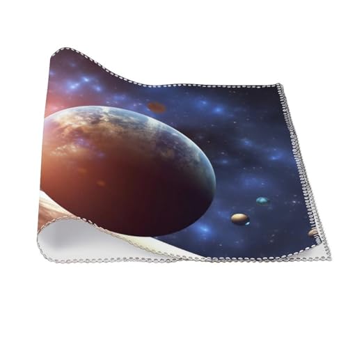 Placemat Set of 4 Washable Place Mats Heat Resistant Planets in Space Background Table Mats for Kitchen Non-Slip Placemats Wipeable Desktop Protection Mat for Dining Table - color: Planets in Space Background