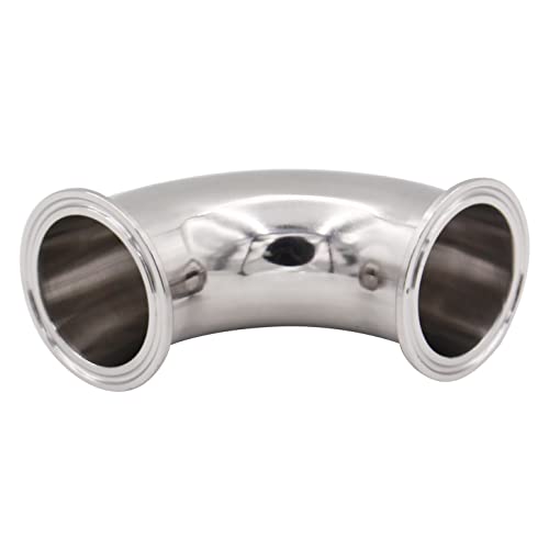 DERNORD 2" Tube OD Sanitary Ferrule Elbow 90 Degree Pipe Fitting with 2 Silicone Gaskets SUS304 Tri Clamp 2 Inch - size: 2" Tube OD, style: Pack of 1