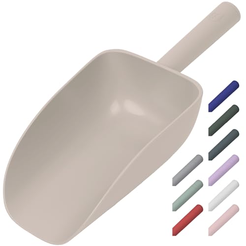 Extra Big Multipurpose Scoop– Solid Deep Scooper for Any Household – Disposing/Replacing Litter – Big Size Animal Pet Food Shovel – 44oz - color: Beige
