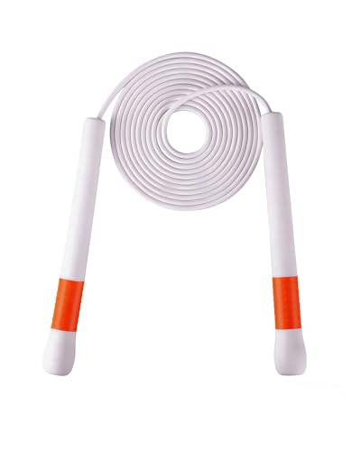 YUEDONG Jump Rope for Adults, 4mm PVC, Long Textured Handles - color: Oranger-White