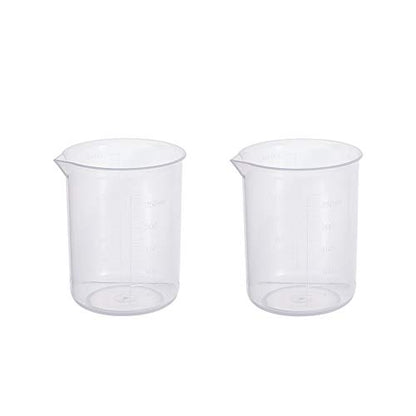 Othmro Measuring Cup 250ml Plastic Graduated Beaker Transparent for Lab Kitchen Liquids 2pcs - color: 250ml 2Pcs